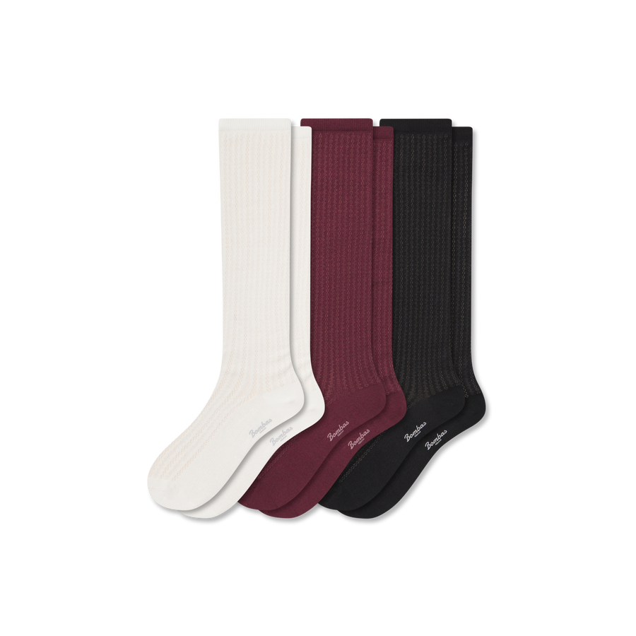 Women's Pointelle Knee High Sock 3-Pack - Active Ankle Step