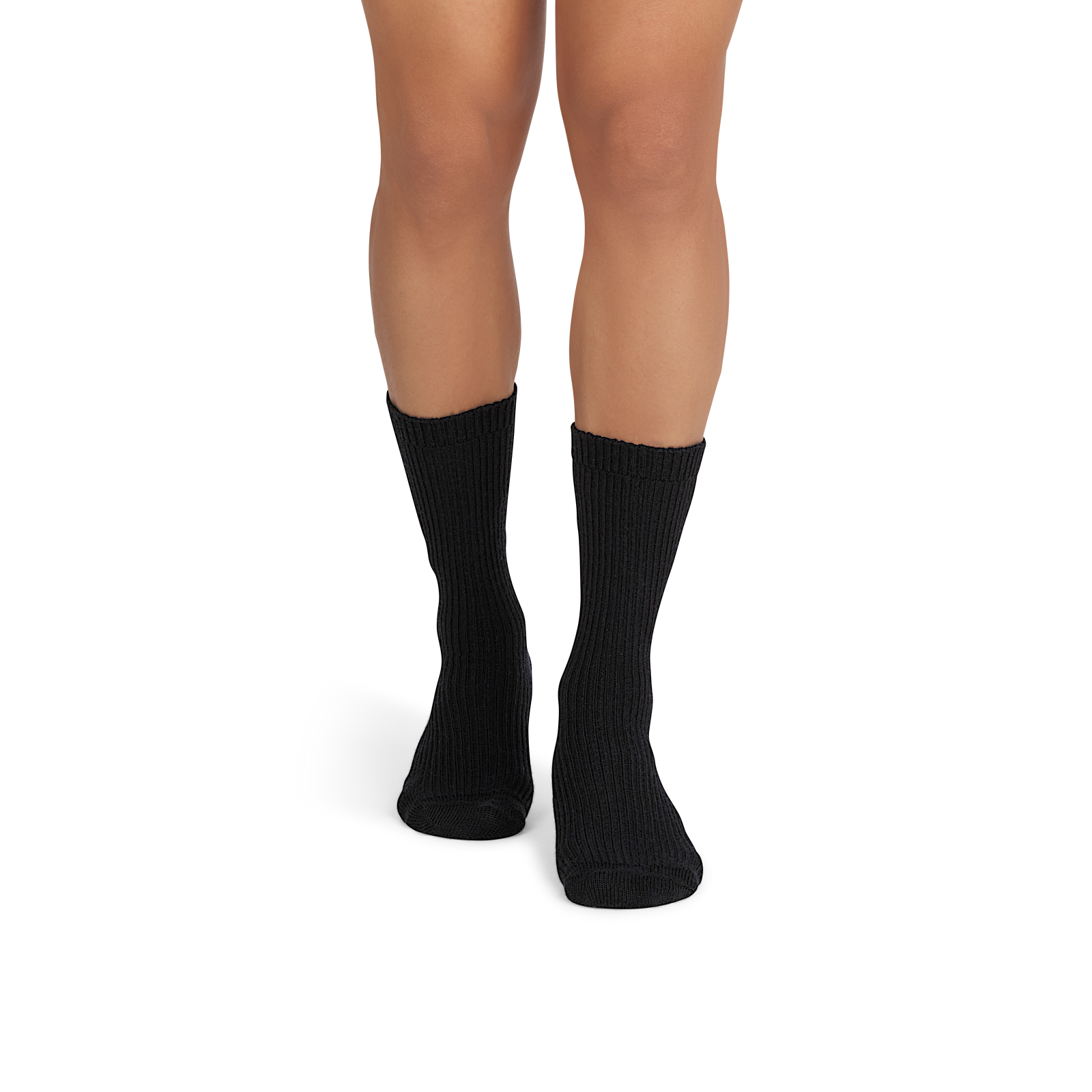 Merino Cashmere Blend Classic Rib Calf Socks - black MO1 [10029]