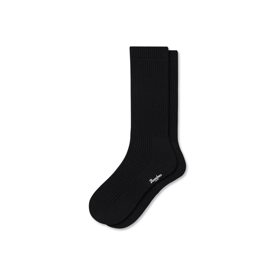 Men's Merino Cashmere Blend Fine Rib Calf Socks - Easy Travel Rotation