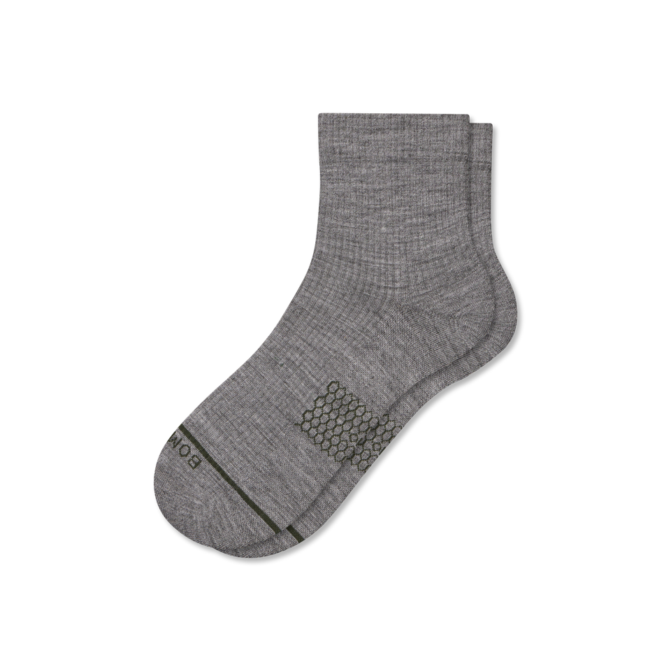 Merino Modern Rib Quarter Socks - grey shadow L [10117]