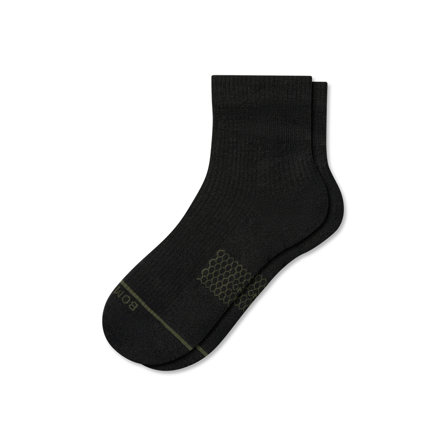 Women's Merino Wool Blend Modern Rib Quarter Socks - Steady Shift Cushion