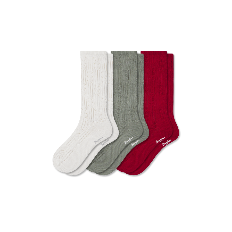Women’s Pointelle Calf Sock 3-Pack - Active Low Cut Wear