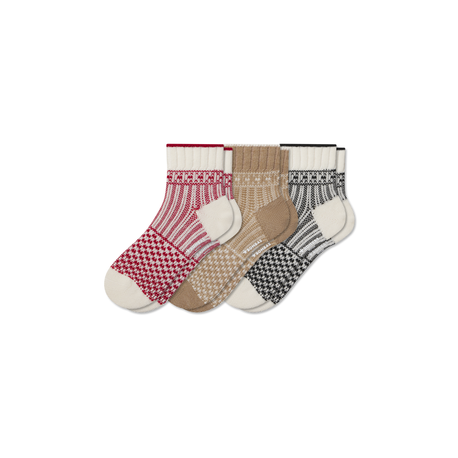 Women's Merino Wool Blend Sweater Quarter Sock 3-Pack - Weekend Hike Move