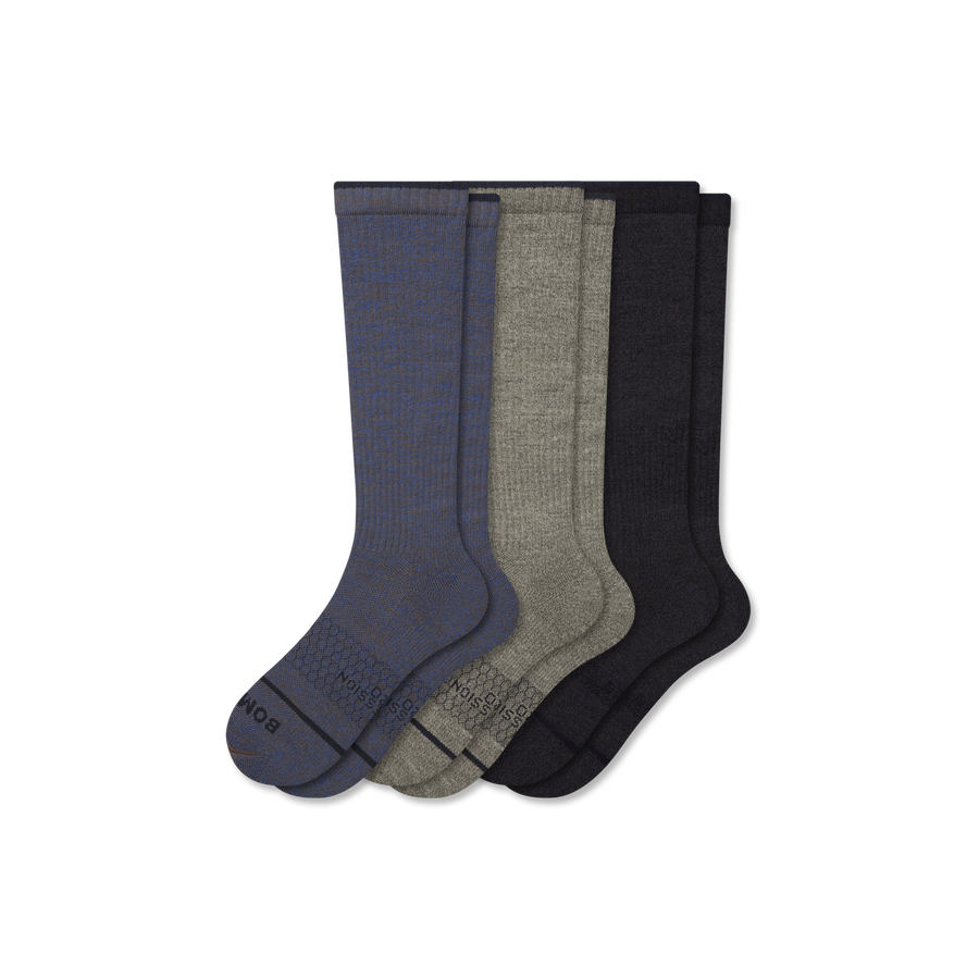 Men's Merino Wool Blend Everyday Compression Knee High Socks 3-Pack (15-20mmHg) - Strong Recovery Relief
