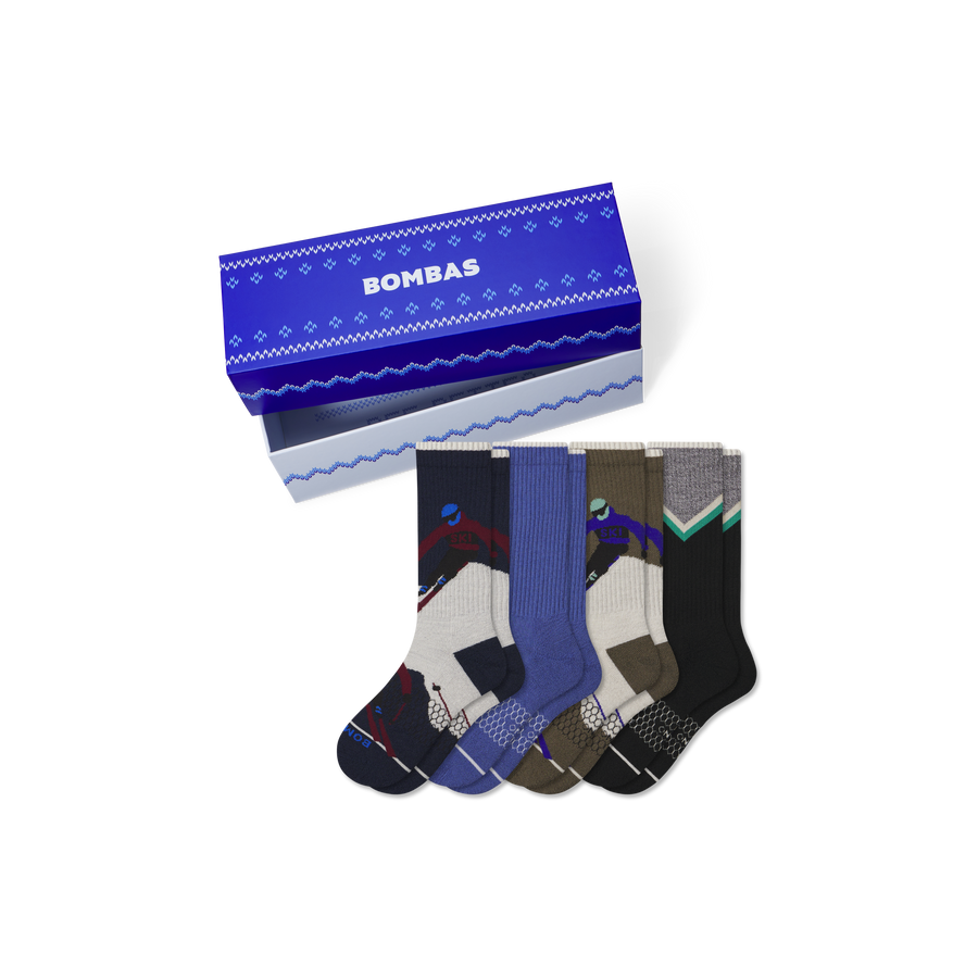 Men's Merino Wool Blend Calf Sock 4-Pack Gift Box - Outdoor Weekend Storage
