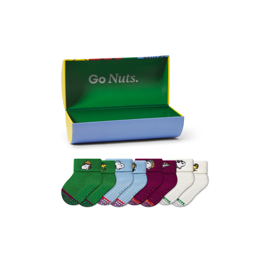 Peanuts x Bombas: Baby Gripper Calf Sock 4-Pack Gift Box (6-12 Months) - Weekend Carry Stash
