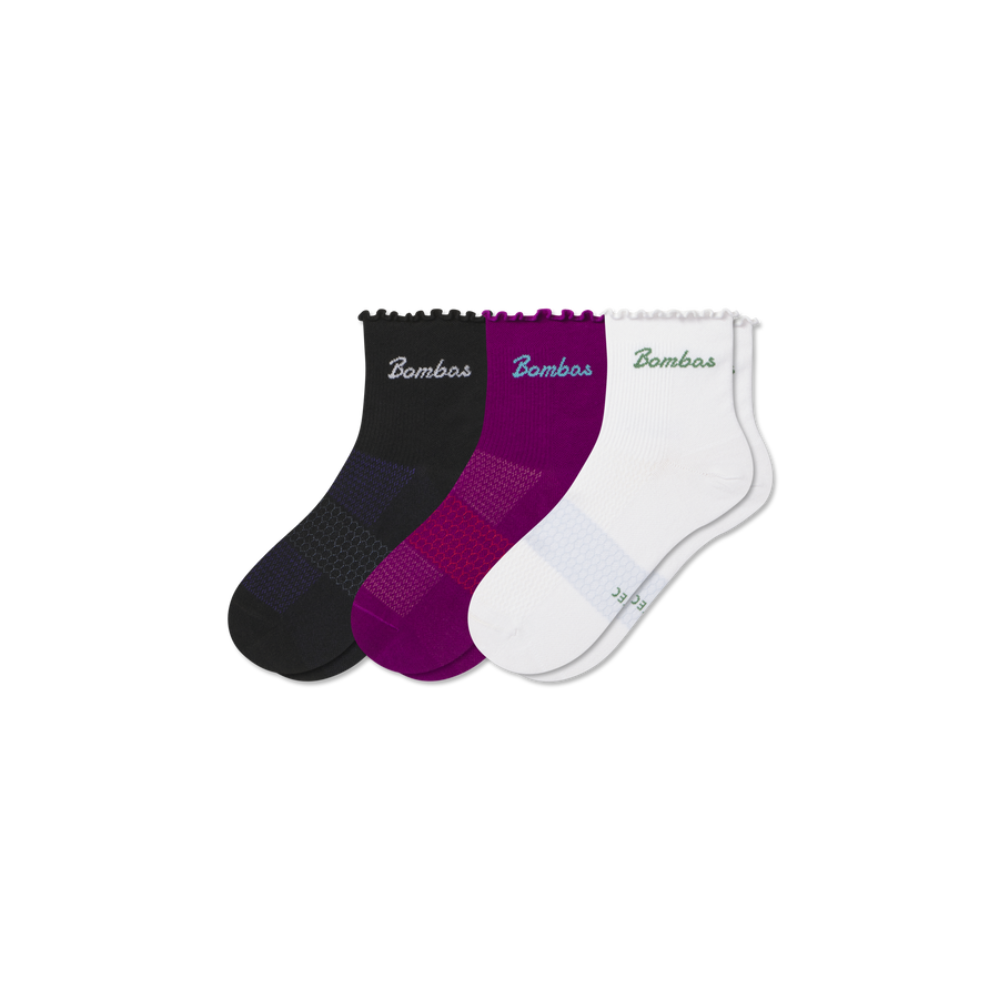 Women’s UltraLite Ruffle Sport Quarter Sock 3-Pack - Outdoor Travel Rotation