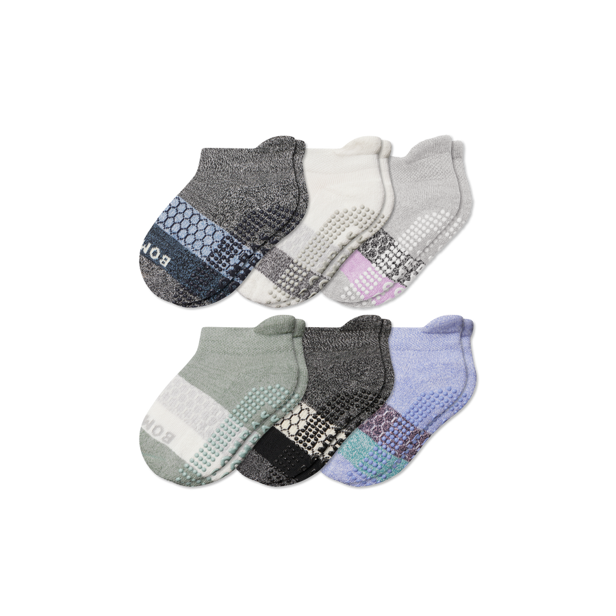 Toddler Tri-Block Gripper Ankle Sock 6-Pack - Active Ankle Comfort