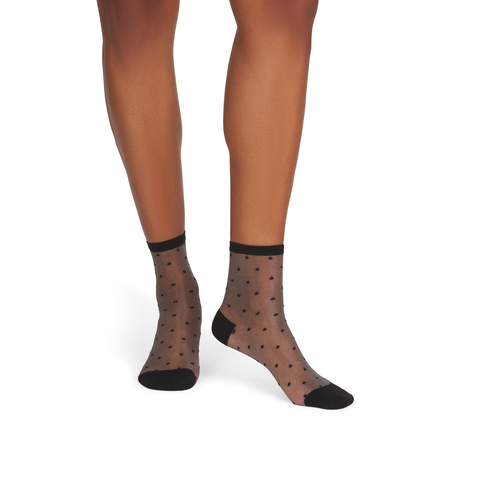 Women’s Sheer Polka Dot Quarter Socks - black WO1 [10377]