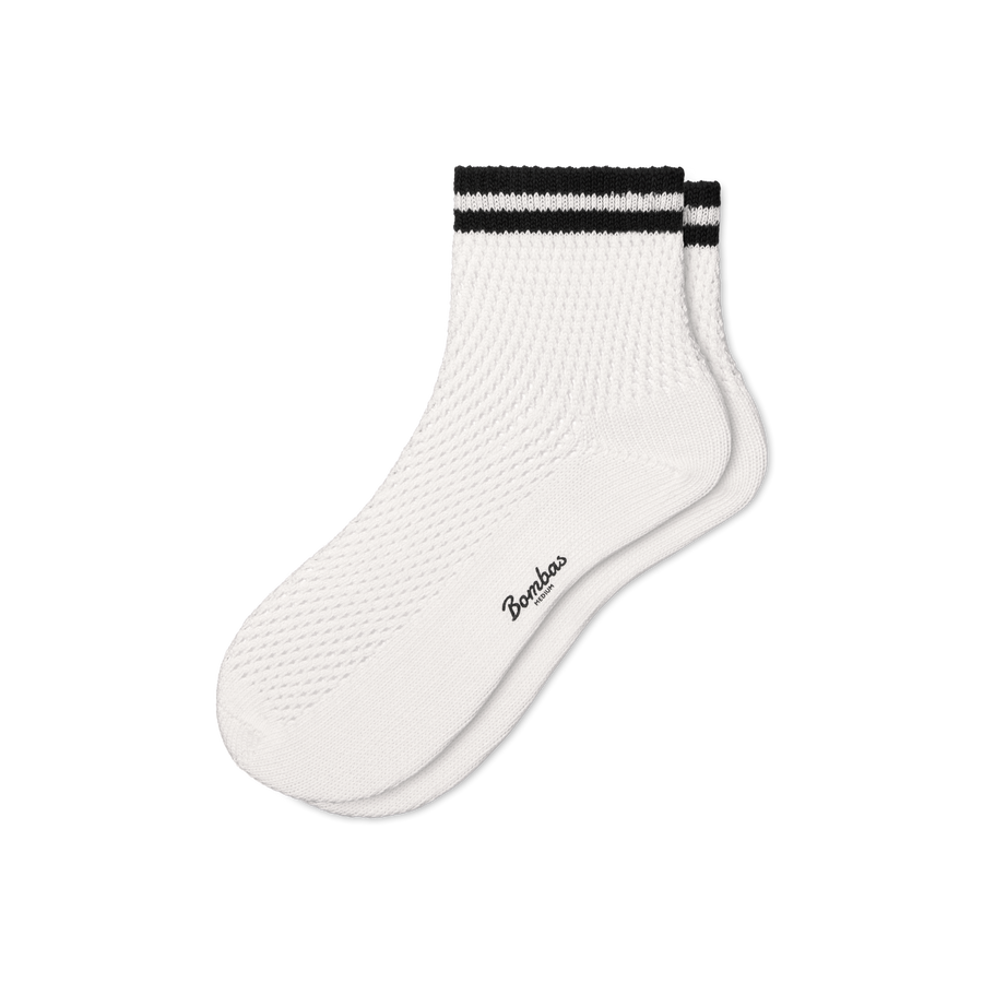 Women's Vintage Stripes Open Knit Quarter Socks - Daily Lounge Wear