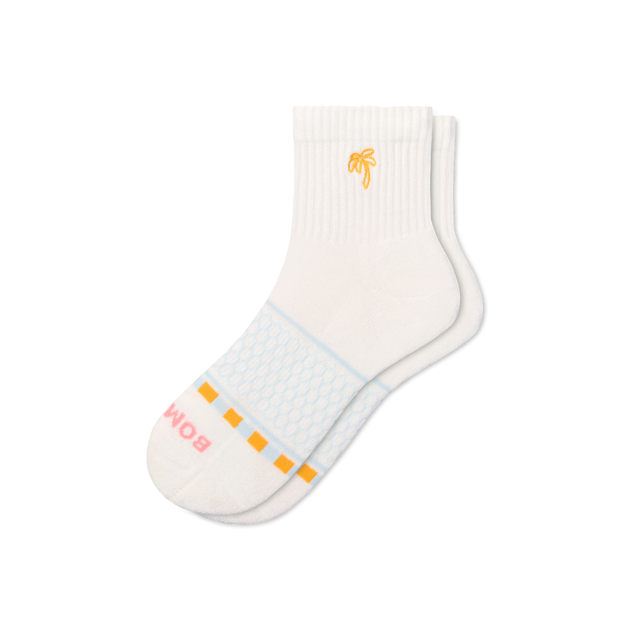 Women's Beach Day Embroidered Quarter Socks - Cushion Trail Fit