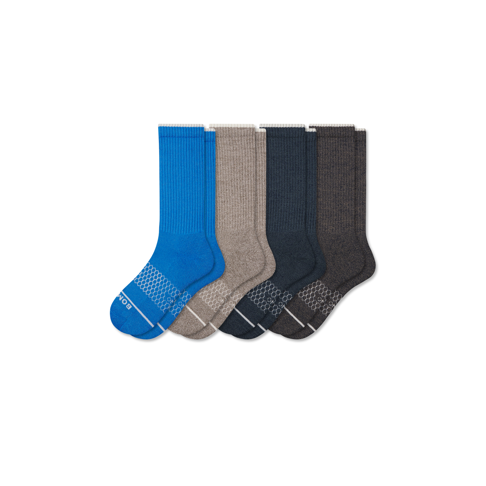 Merino Wool Blend Calf Socks - Pebble Birch Mix L [10503]