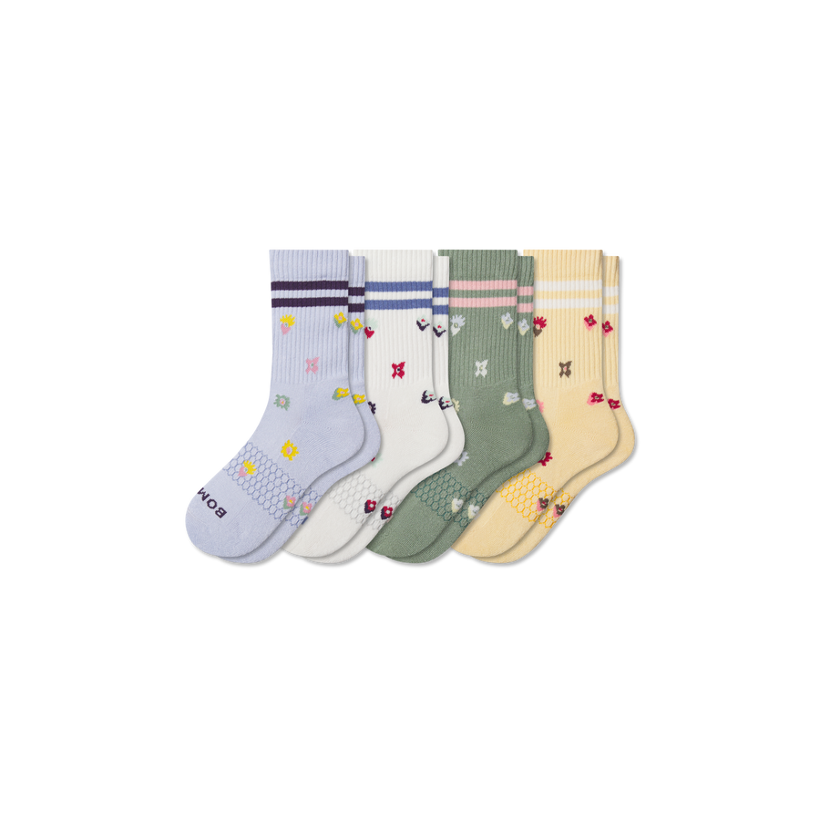 Youth Garden Party Calf Sock 4-Pack - Soft Run Cushion