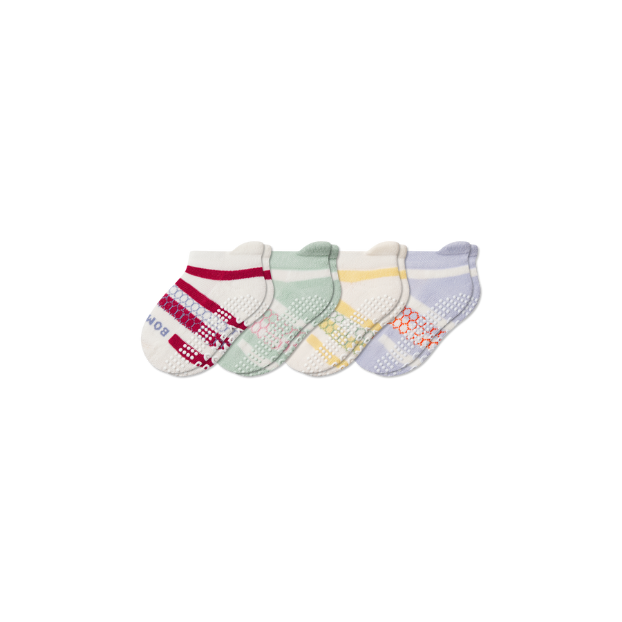 Toddler Stripes Gripper Ankle Sock 4-Pack - Trail Office Comfort