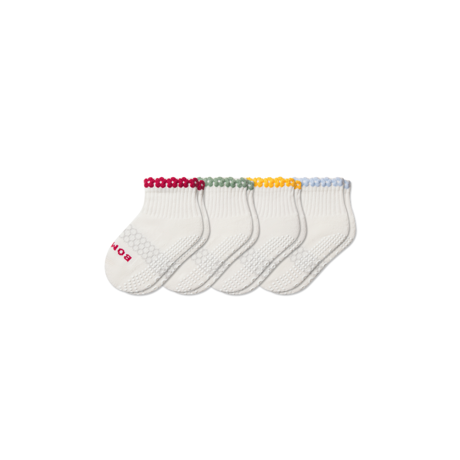Toddler Daisy Chain Gripper Calf Sock 4-Pack - Breathable Hike Fit