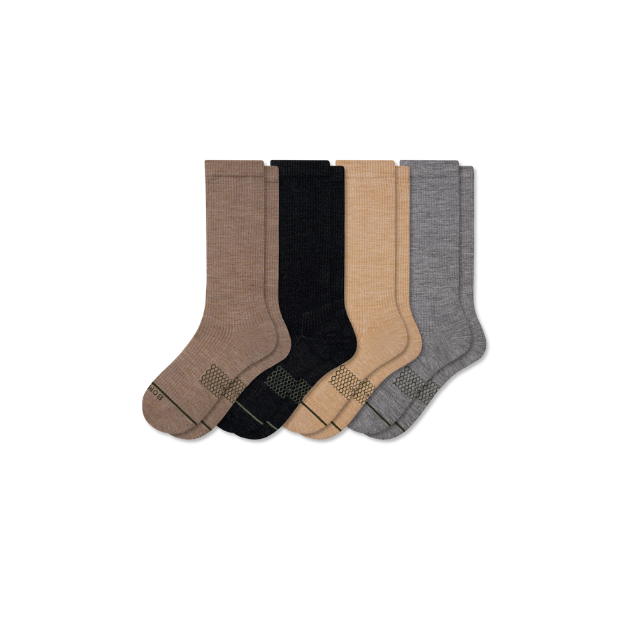 Men's Merino Wool Blend Modern Rib Calf Sock 4-Pack - Outdoor Lounge Support