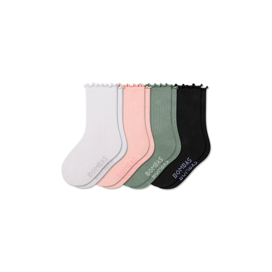 Junior Ruffle Rib Calf Sock 4-Pack - Easy School Wear