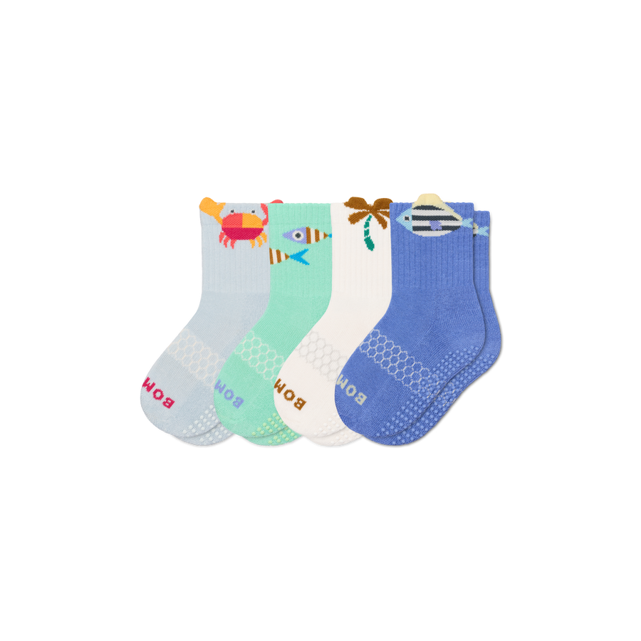 Junior Seaside Gripper Calf Sock 4-Pack - Steady School Fit