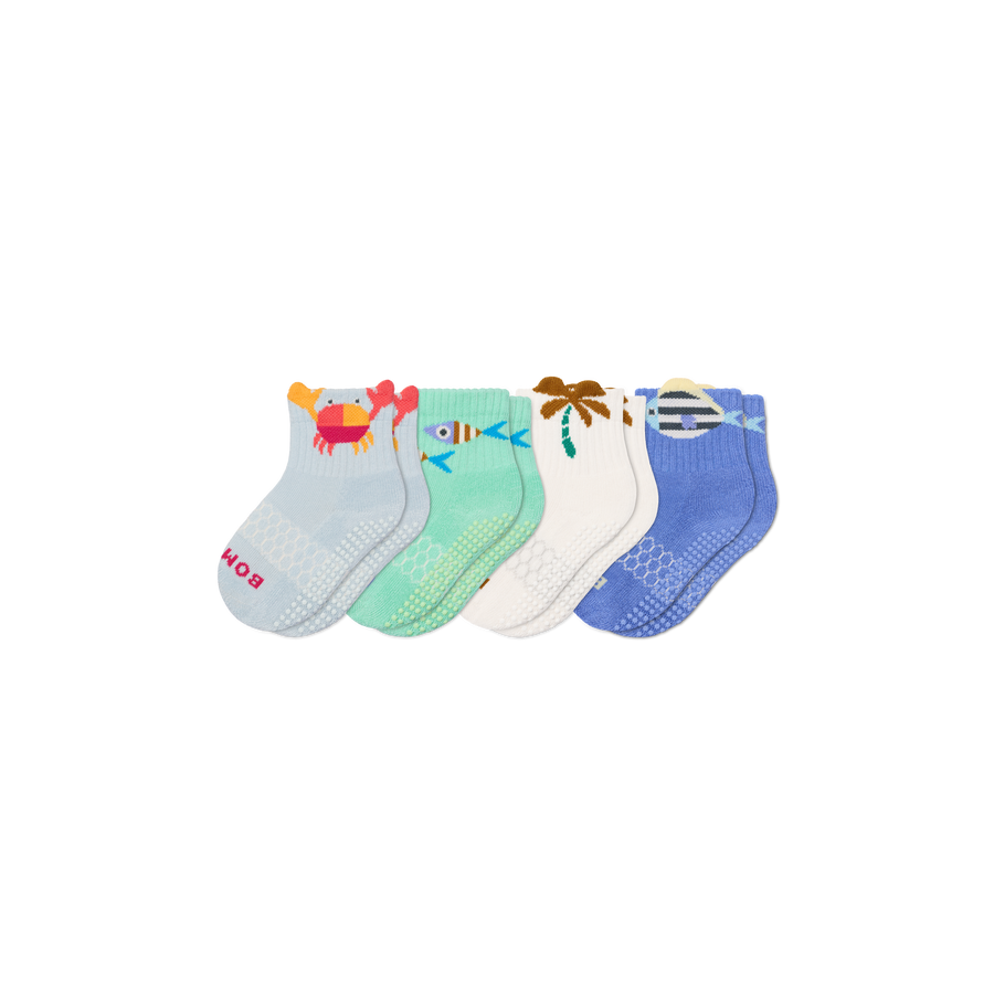 Toddler Seaside Gripper Calf Sock 4-Pack - Active Lounge Rotation