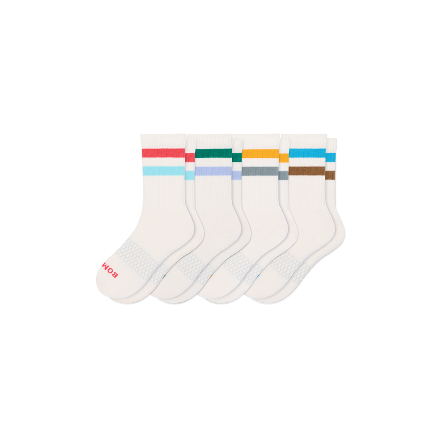 Youth Vintage Stripes Calf Sock 4-Pack - Classic No Show Comfort