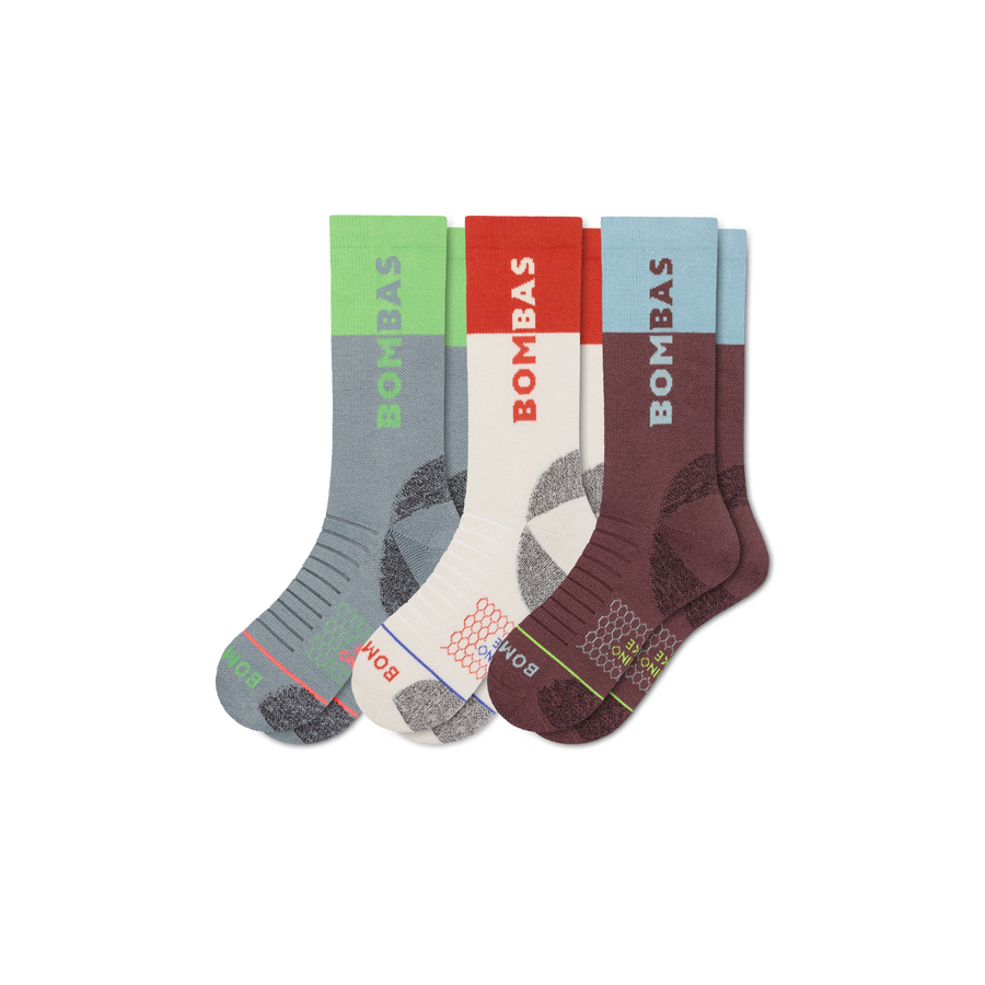 Men's Merino Wool Blend Hiking Calf Sock 3-Pack - Breathable School Wear
