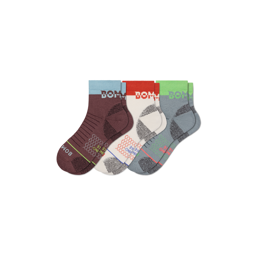 Men's Merino Wool Blend Hiking Quarter Sock 3-Pack - Soft Crew Move
