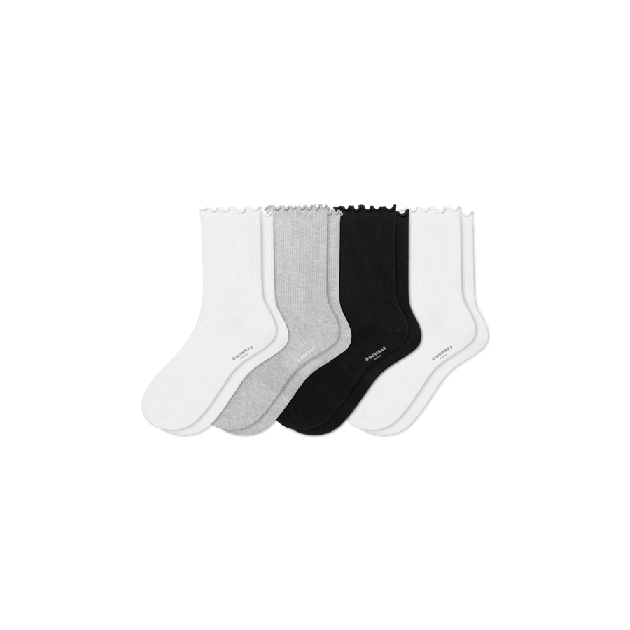 Women's Ruffle Rib Half Calf Sock 4-Pack - Active Weekend Step