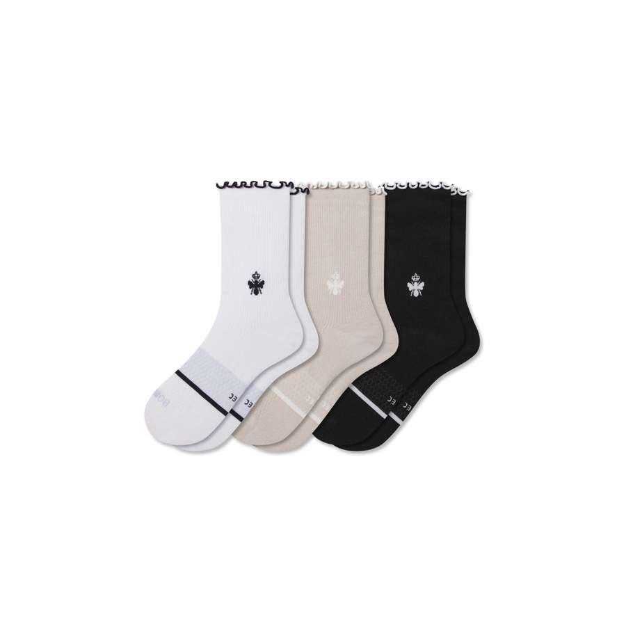 Women’s Ruffle Sport Half Calf Sock 3-Pack - Soft Shift Fit