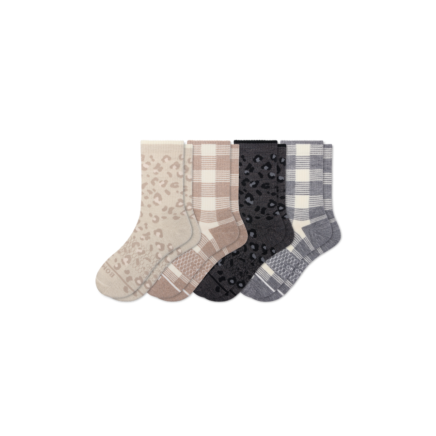 Women's Merino Wool Blend Half Calf Sock 4-Pack - Daily Travel Fit