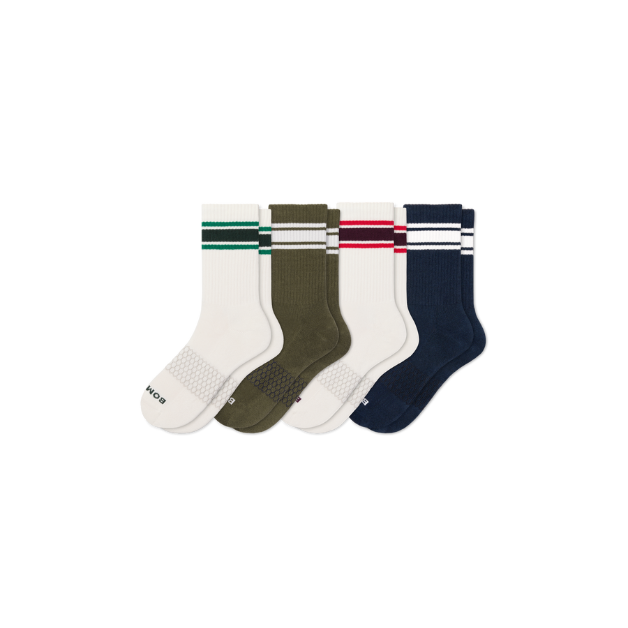 Men's Vintage Stripes Half Calf Sock 4-Pack - Cozy School Rotation