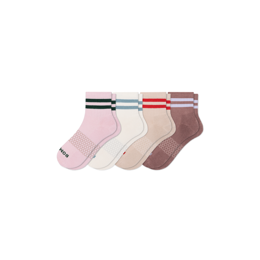 Women's Vintage Stripes Quarter Sock 4-Pack - Cozy Lounge Pair