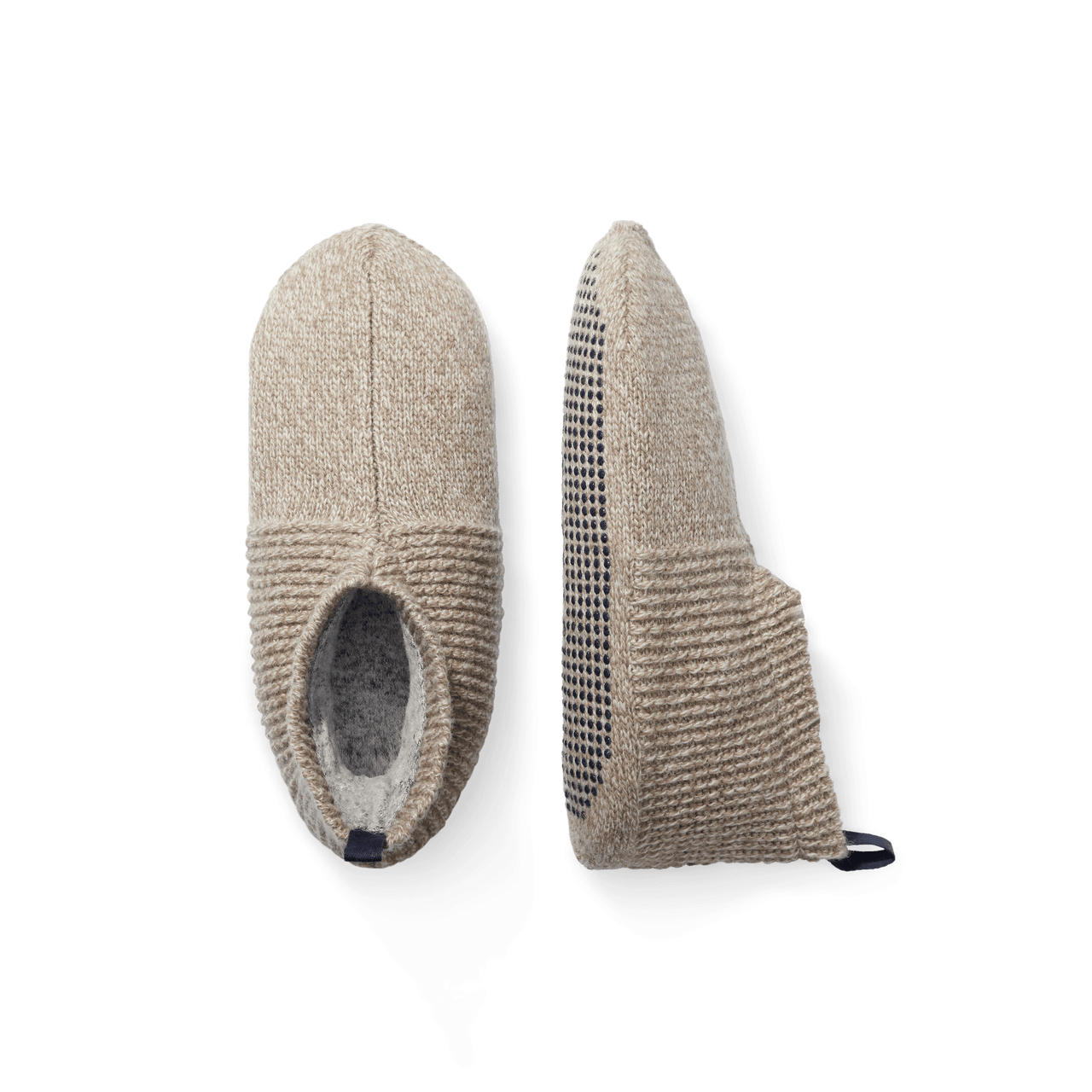 Marl Gripper Slipper Taupe L Front + Side
