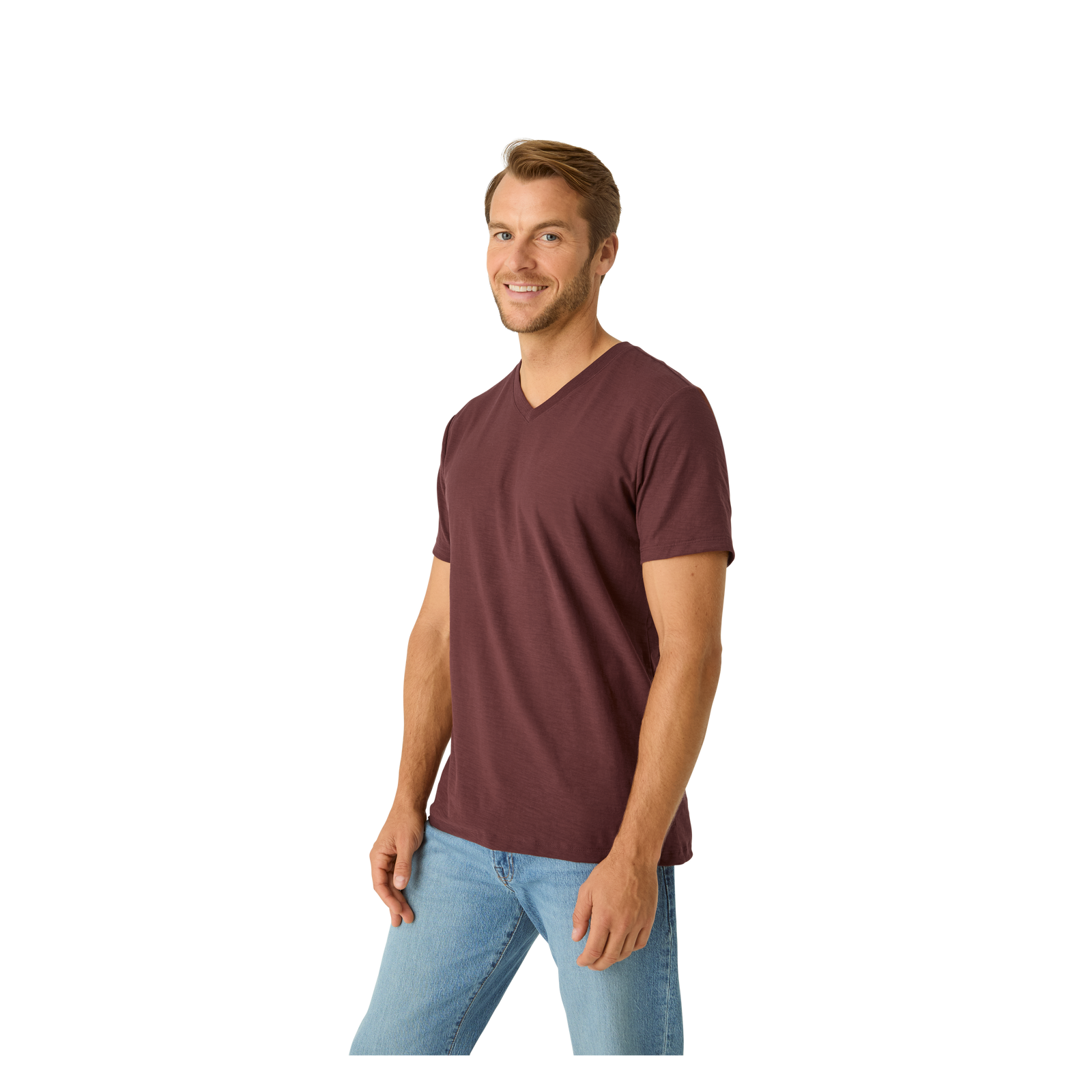 Air Slub V-Neck T-Shirt - Dark Cocoa MO2 [6729]