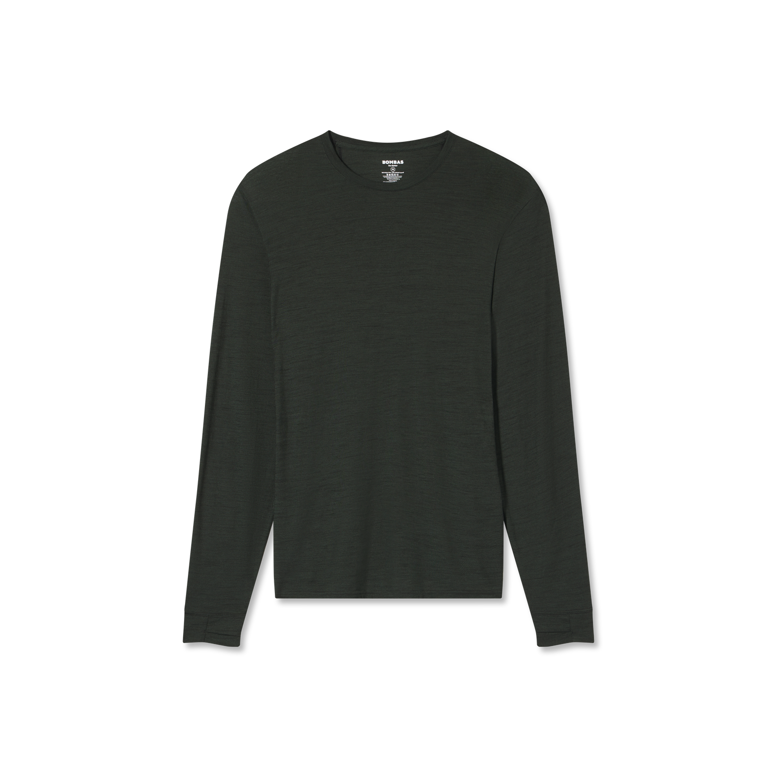 Men's Merino Blend Crew Neck Long Sleeve T-Shirt - Dark Elm L [7052]