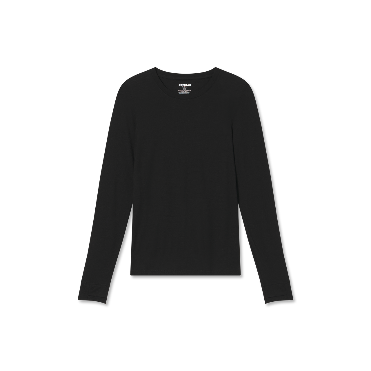 Women's Merino Blend Crew Neck Long Sleeve T-Shirt black-layflat-1-transparent