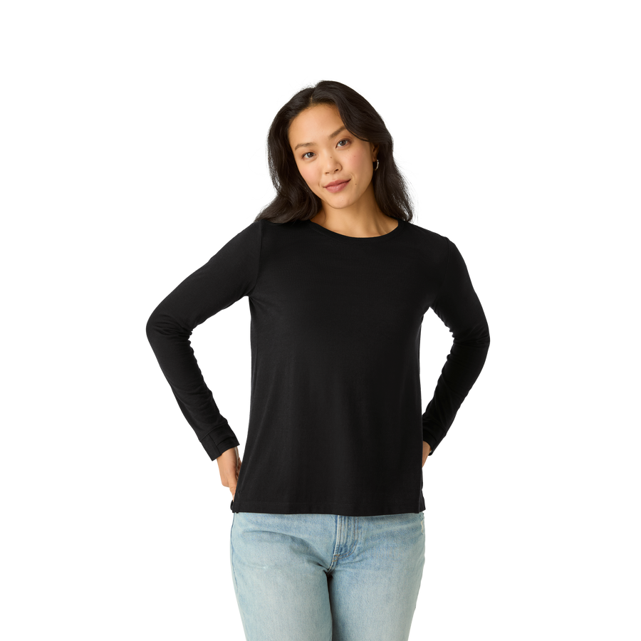 Women's Merino Wool Blend Crew Neck Long Sleeve T-Shirt - Daily Trail Support