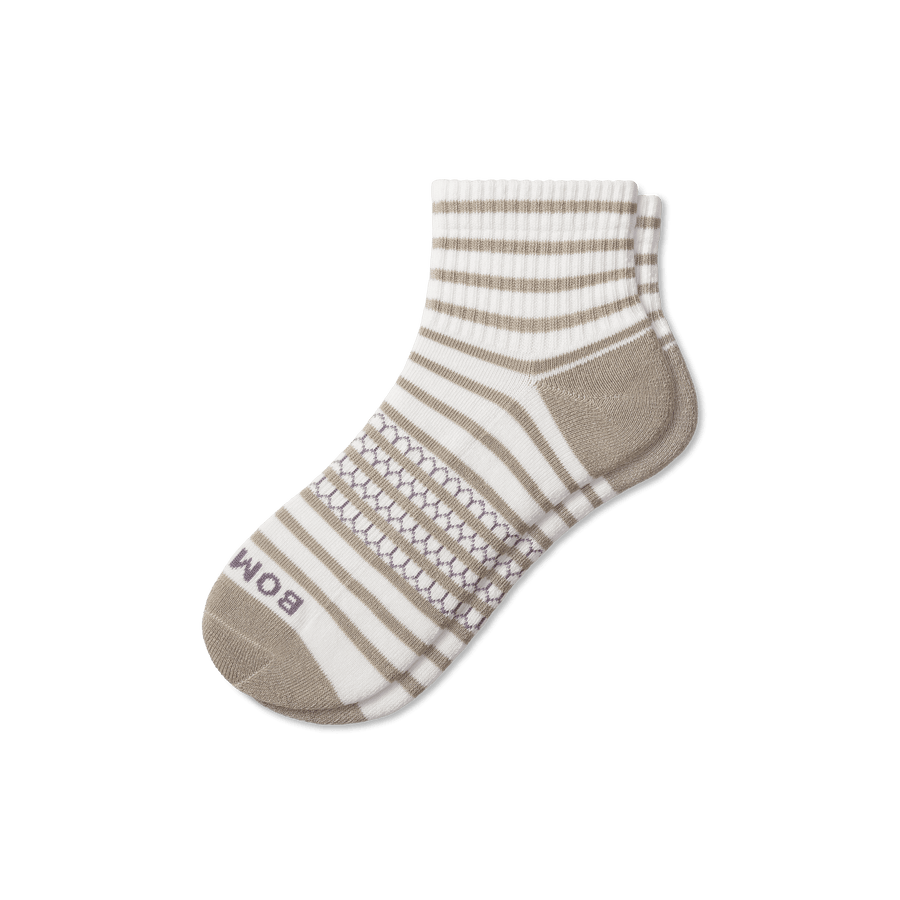 Women's Coastal Stripe Quarter Socks - Modern Travel Support