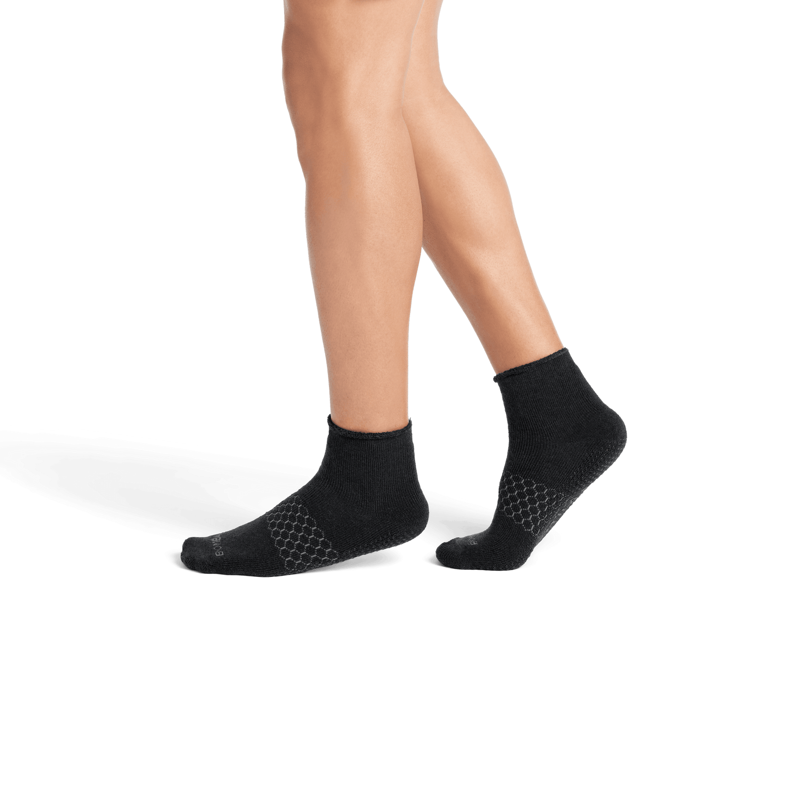 Merino Wool Blend Roll Top Gripper House Socks - Deep Charcoal MO2 [7240]