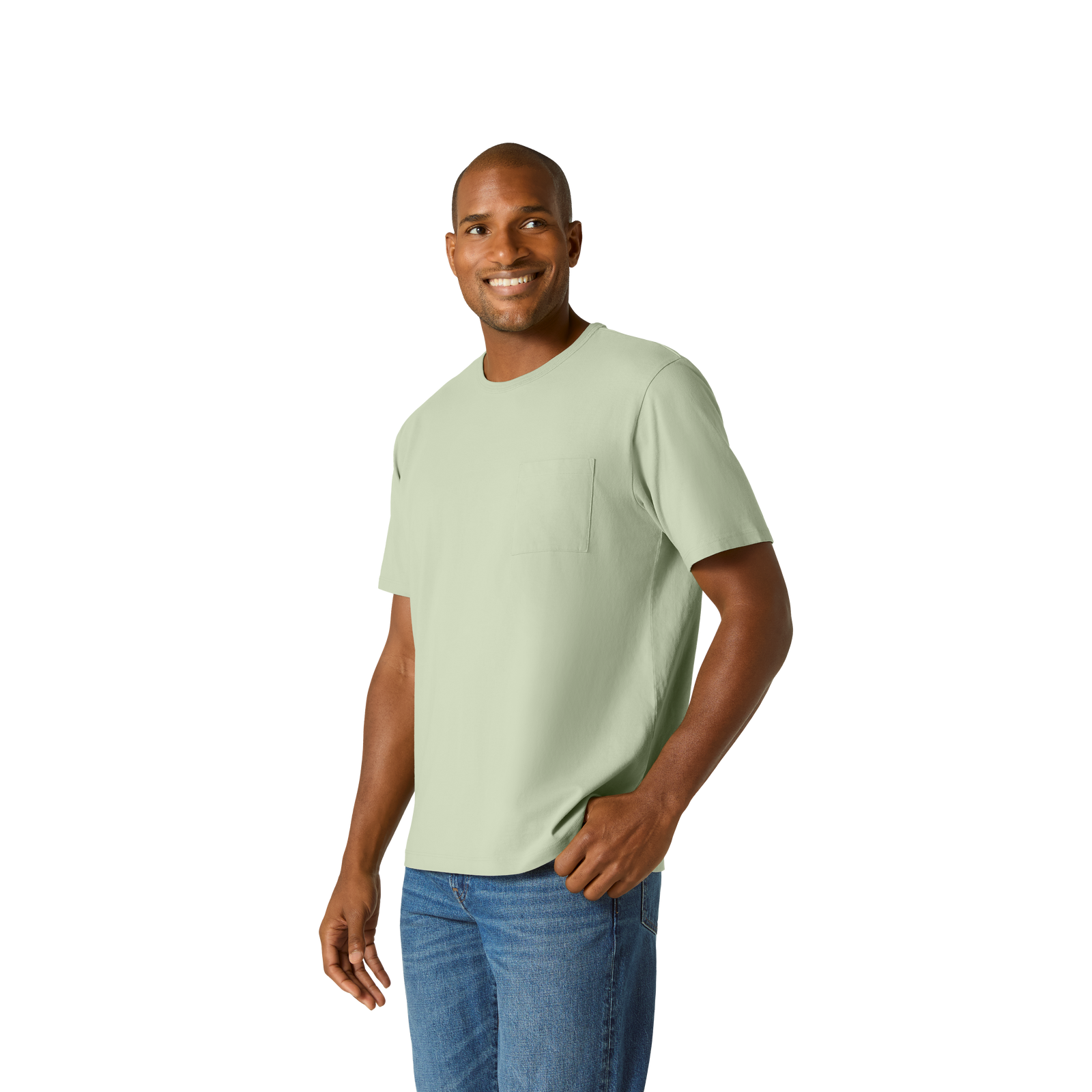 Premium Weight Pocket Crew Neck T-Shirt - Mica Sage MO2 [7248]