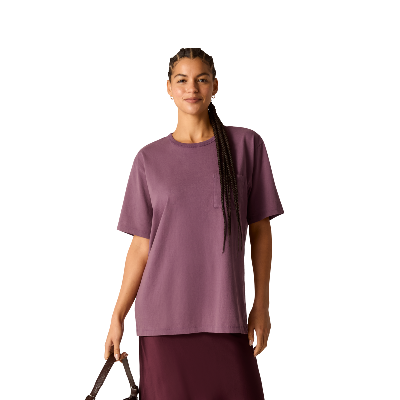 Premium Weight Pocket Crew Neck T-Shirt - Purple Ochre WO1 [7248]