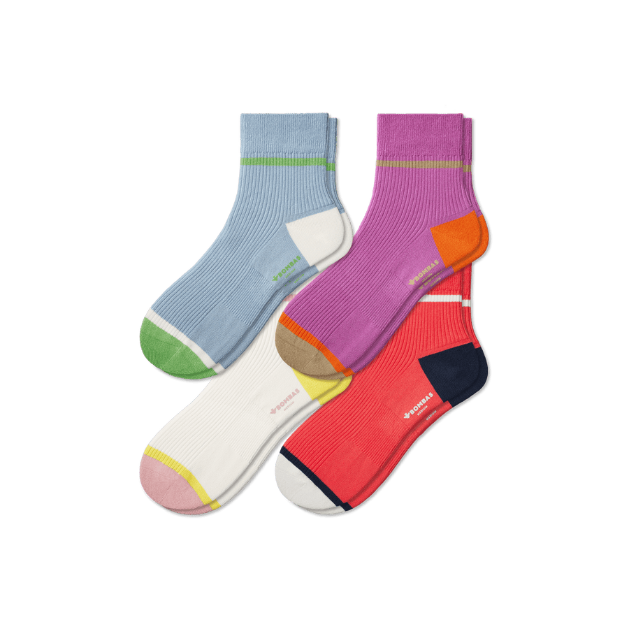 Women's Lightweight Ribbed Quarter Sock 4-Pack - Outdoor Studio Pair