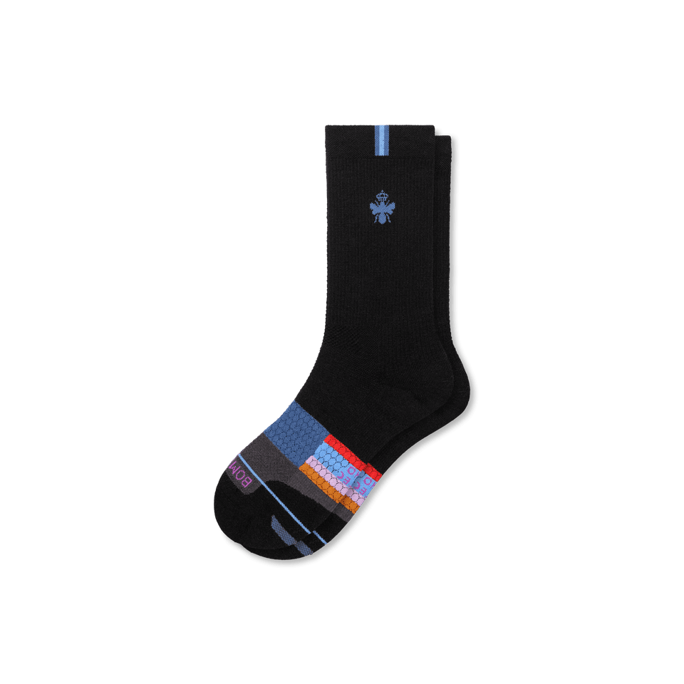 Merino Wool Blend Athletic Calf Socks - Black Sky L [8068]