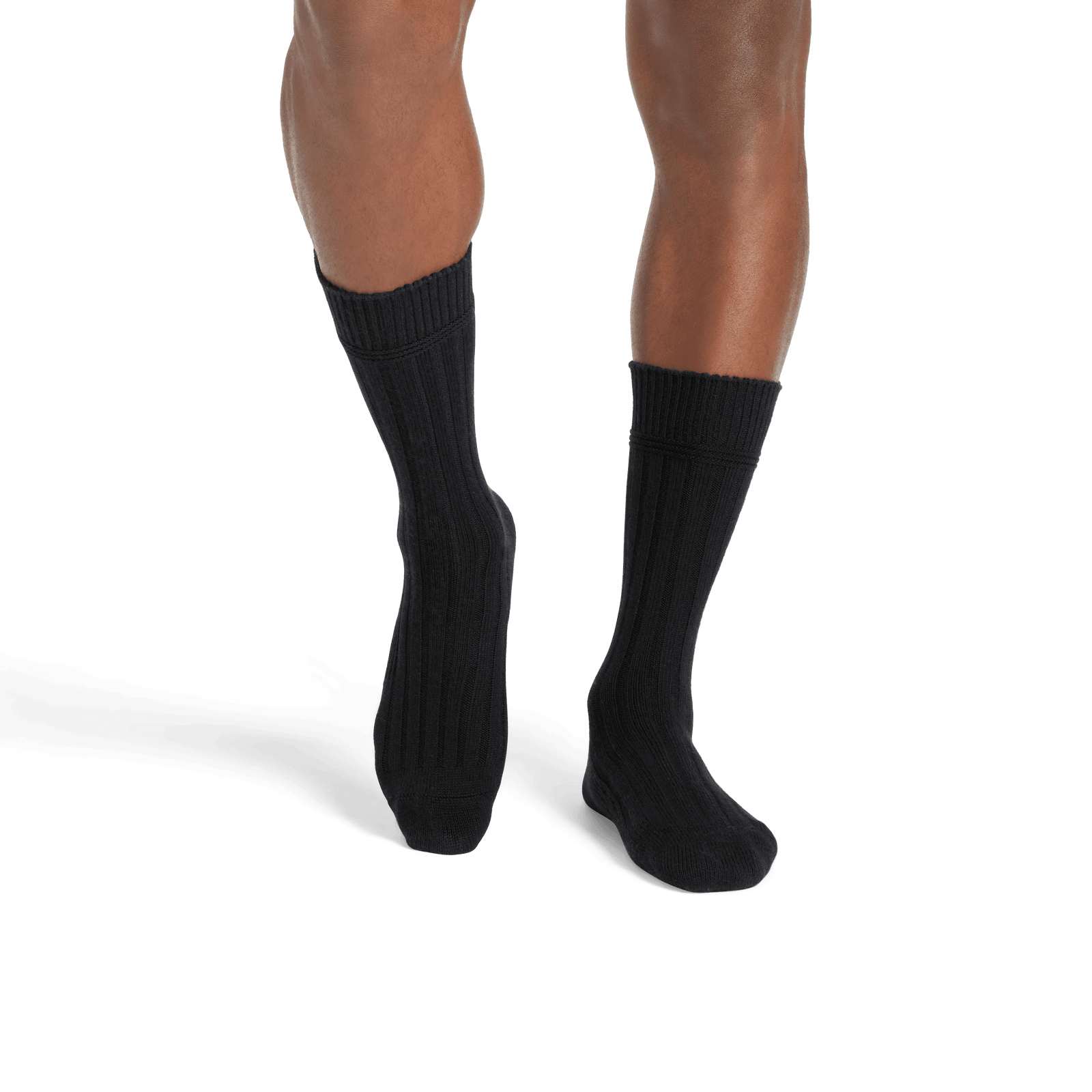 Merino Cashmere Blend Calf Socks - Black MO1 [8155]