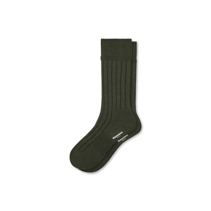 Men's Merino Cashmere Blend Rib Calf Socks - Run Trail Move