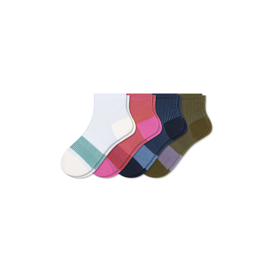 Youth Lightweight Stripe Quarter Sock 4-Pack - Daily Office Rotation