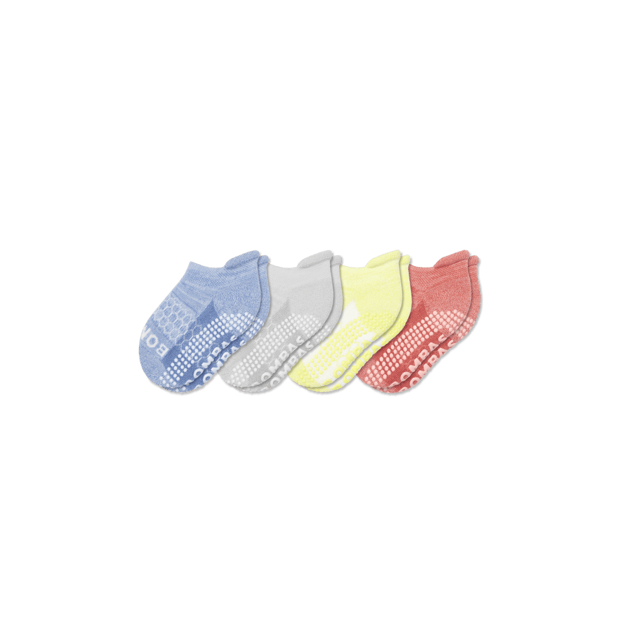 Toddler Two Tone Gripper Ankle Sock 4-Pack - Modern Hike Comfort