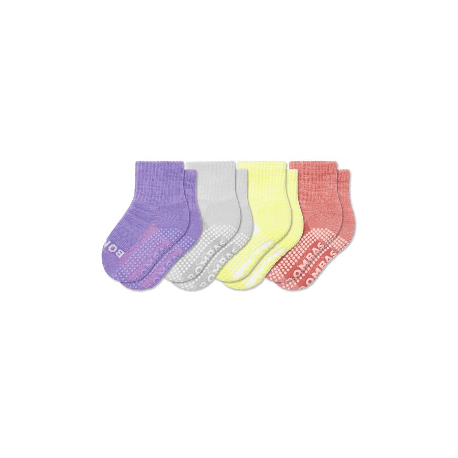 Toddler Two Tone Gripper Calf Sock 4-Pack - Daily Court Comfort