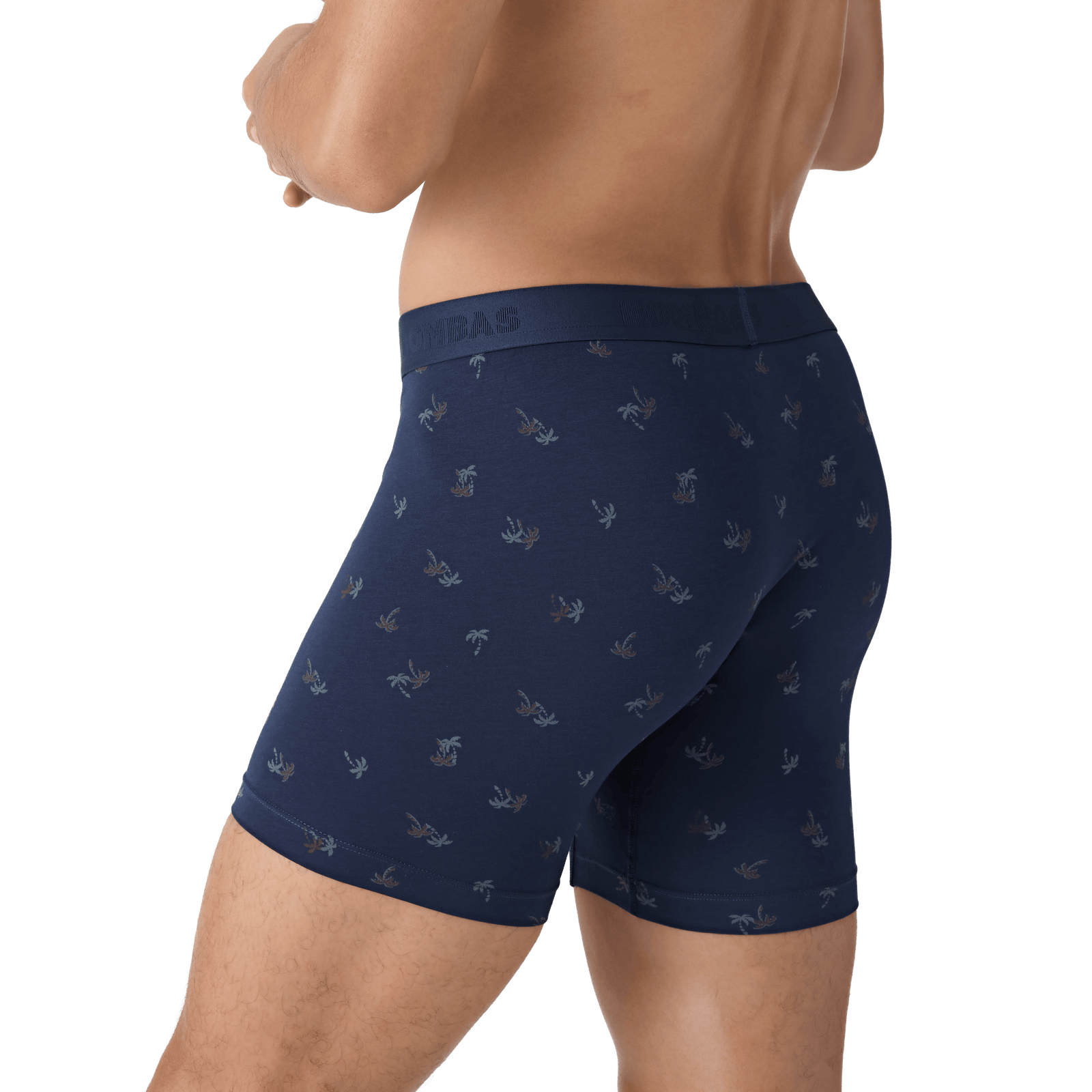Men's Cotton Modal Blend Boxer Brief - Midnight Navy Palm MO2 [8470]