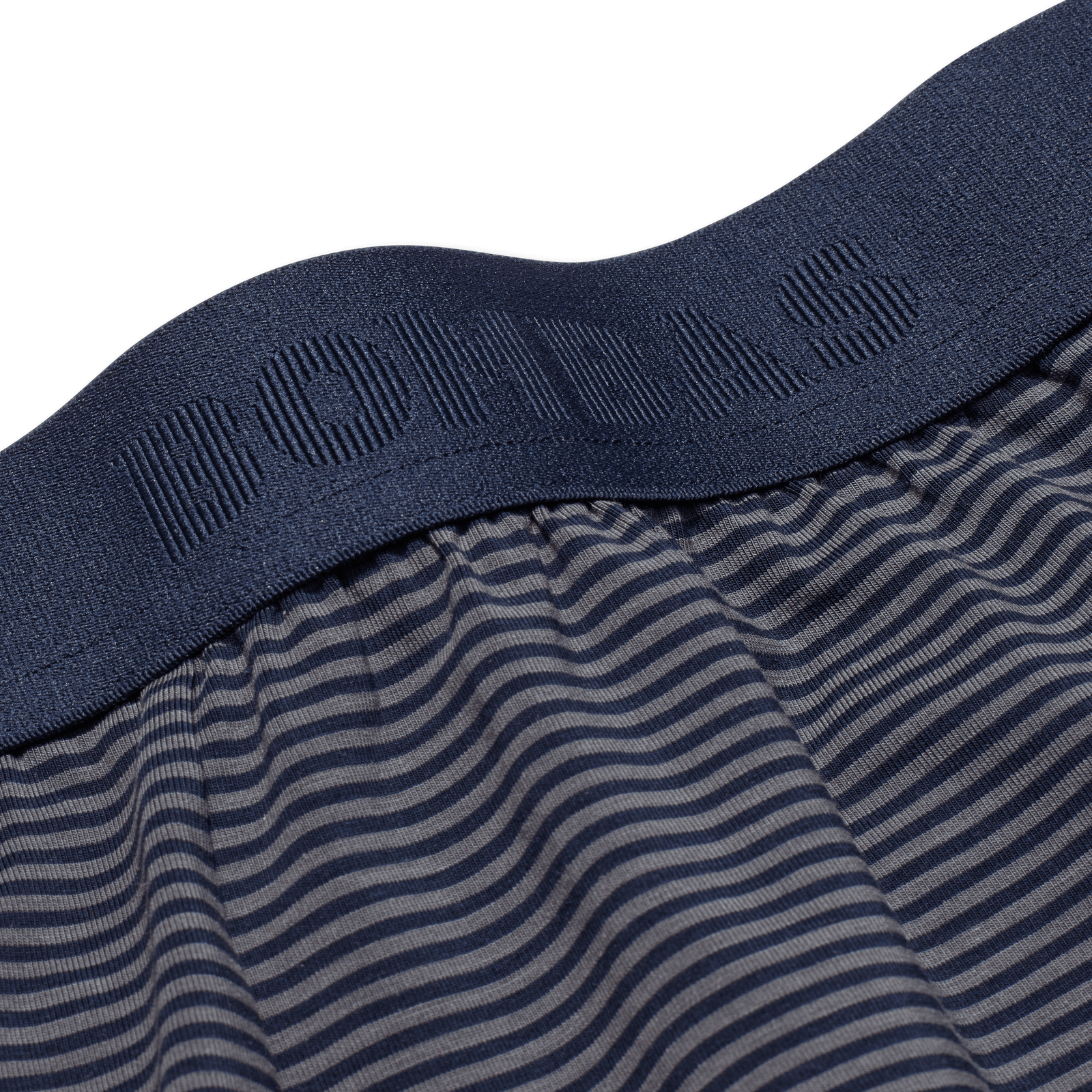 Men's Cotton Modal Blend Boxer - Midnight Navy / Washed Black Micro Stripe Detail [8473]