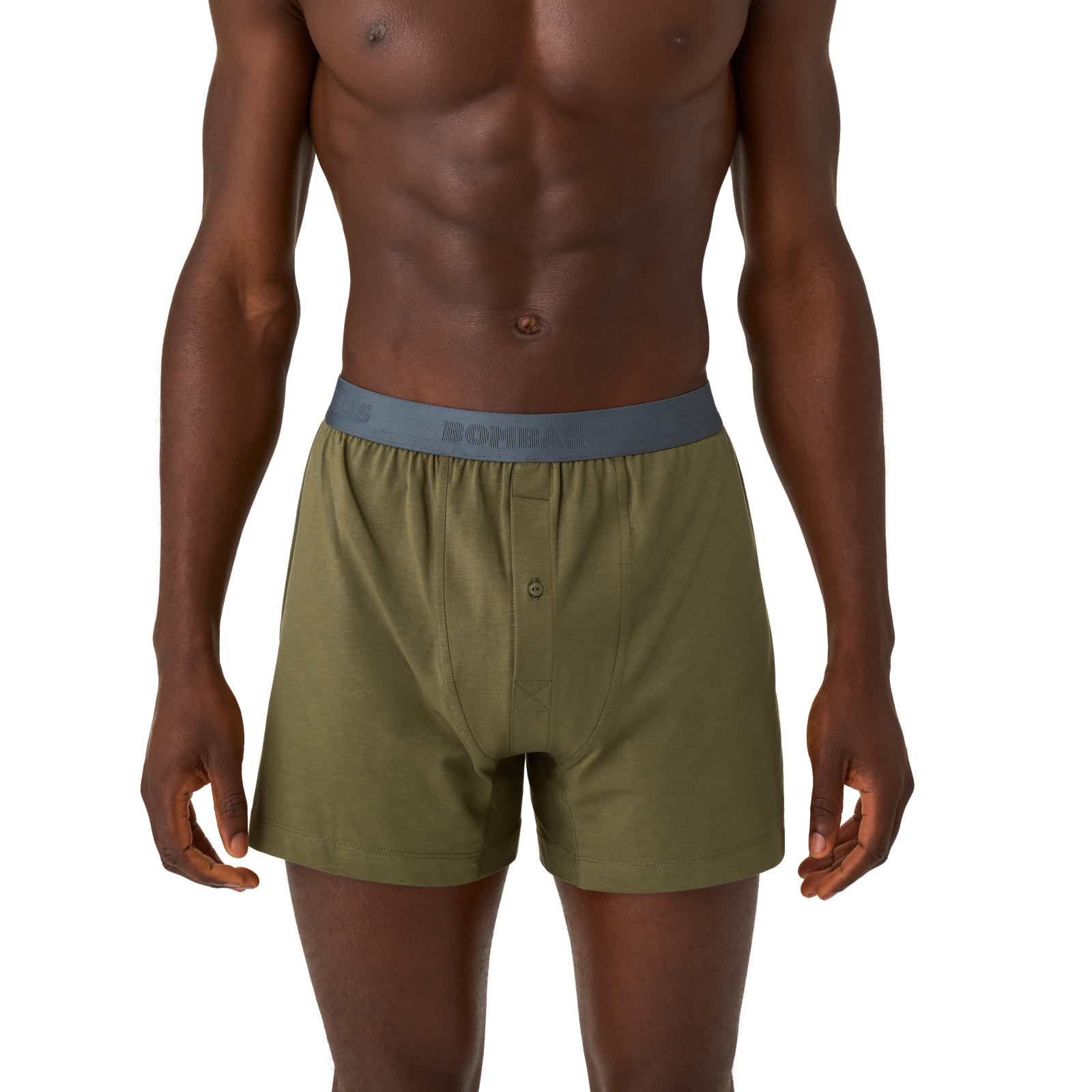 Men's Cotton Modal Blend Boxer - OLIVE MOSS / PEBBLE WAISTBAND MO1 [8473]